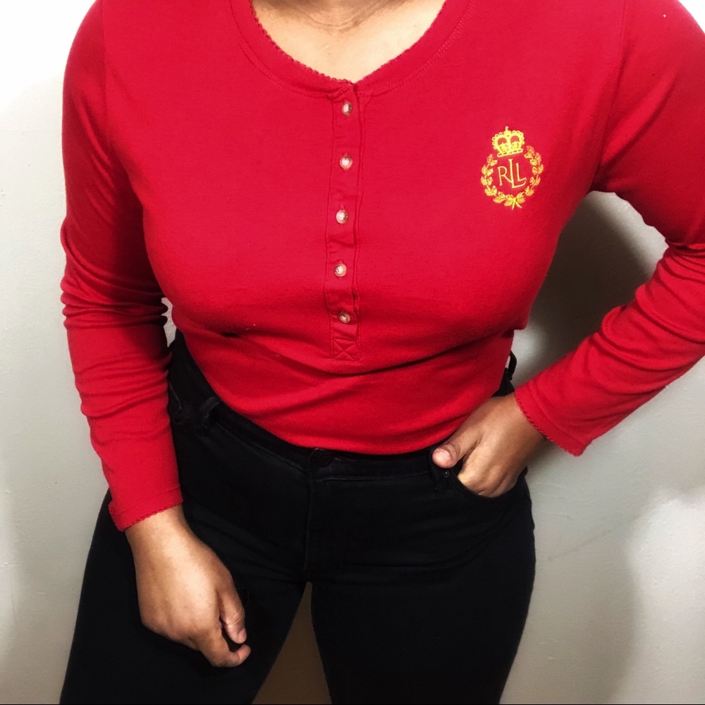 Vintage Lauren Ralph Lauren Red Long Sleeve TShirt
